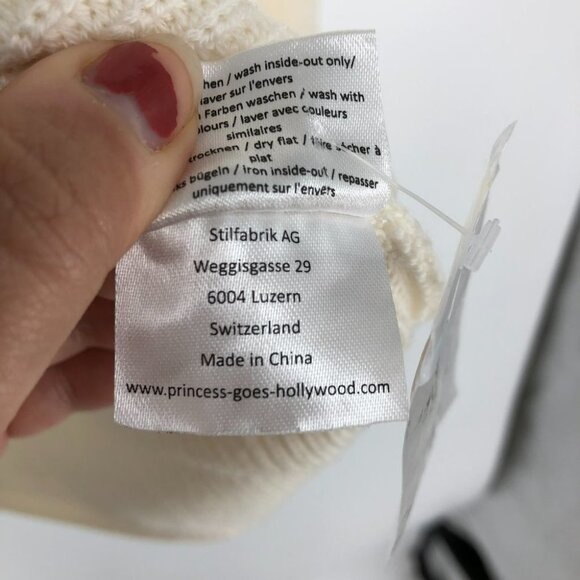 Princess Goes Hollywood NWT Cream Longsleeve Sweater w Blk Sequin "Soul Mate" M - Picture 10 of 13